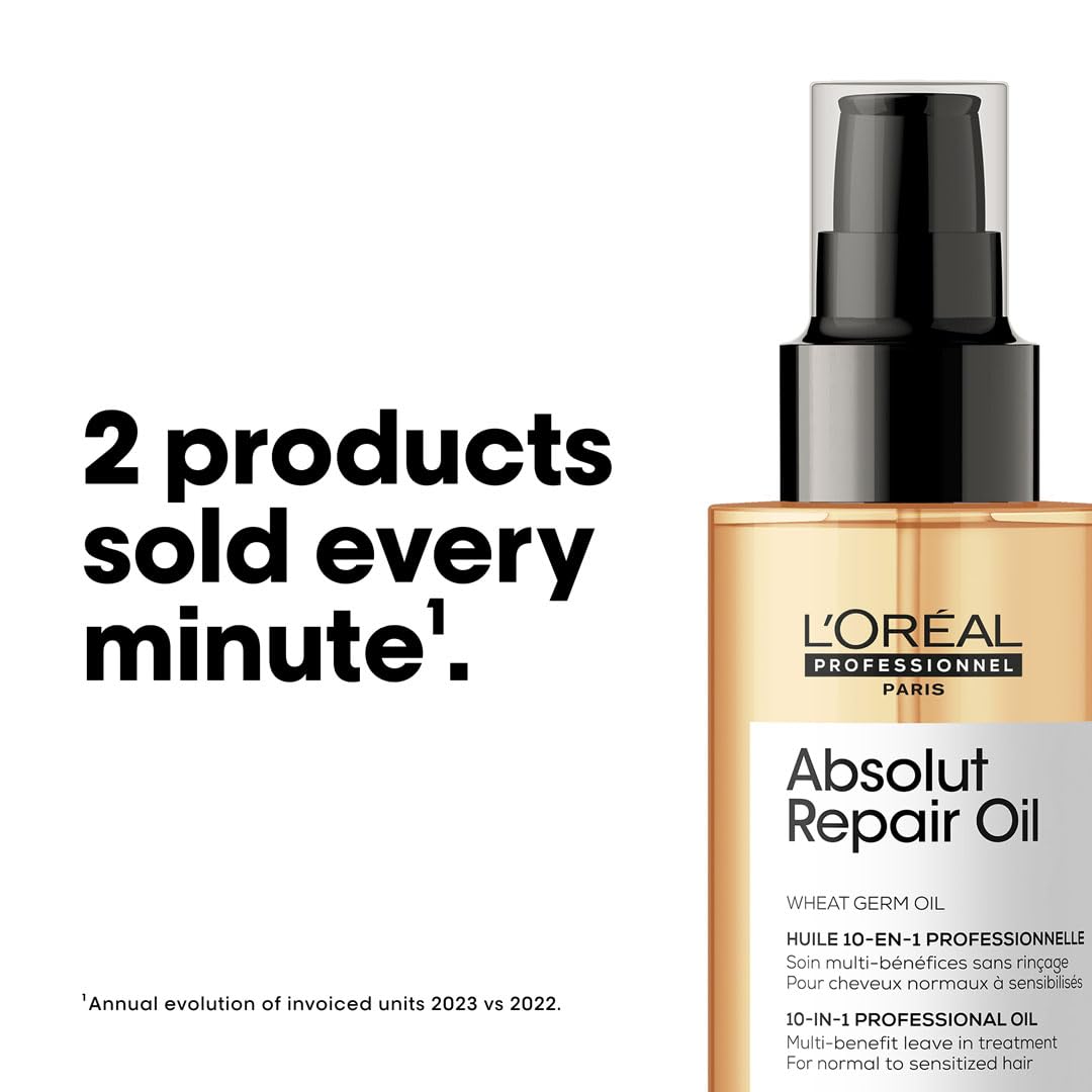 Professional USA imported salon hair oil bottle held in hands showing pump dispenser
