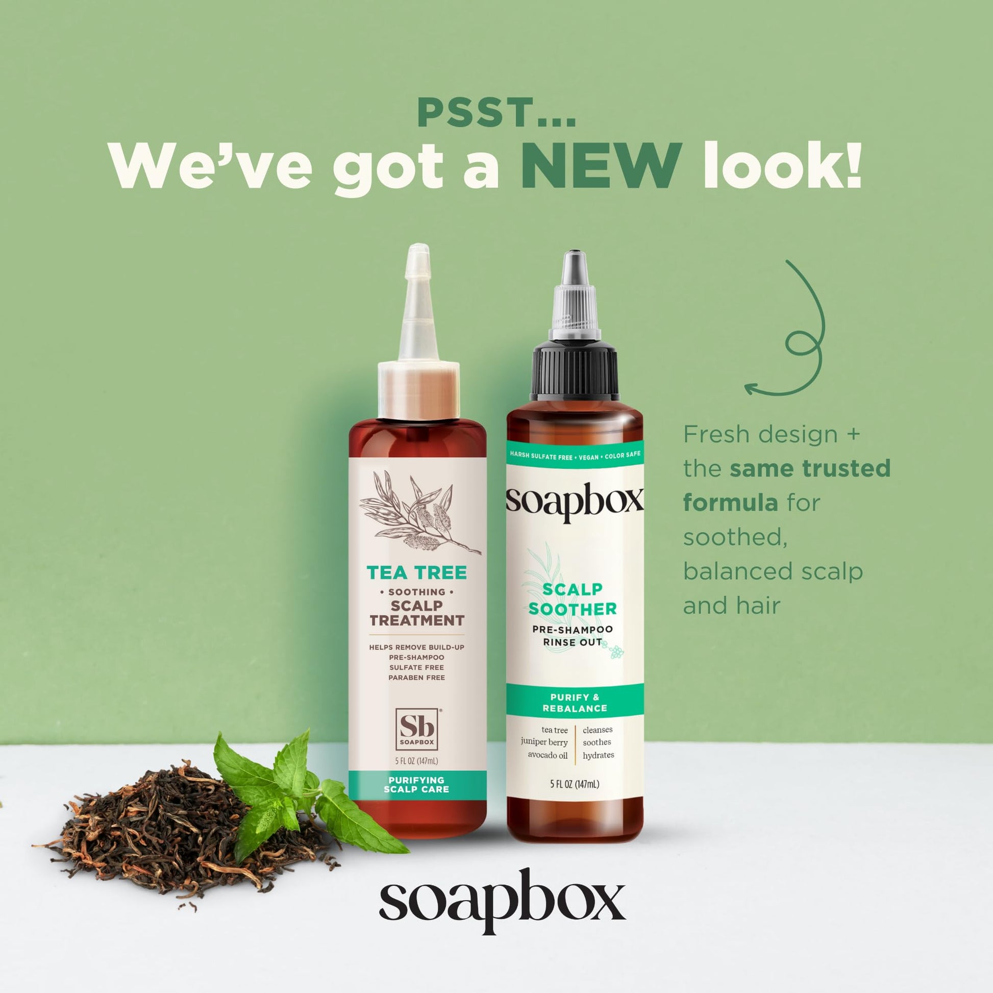 Detailed view of Soapbox Scalp Soother tea tree oil formula