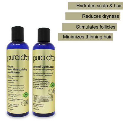 Pura D'or biotin and herbal blend shampoo and conditioner set for thicker hair