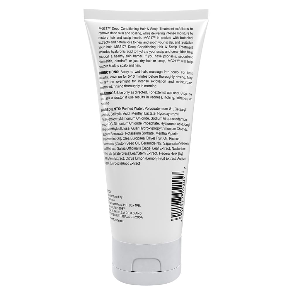 MG217 Scalp Care 6 Fluid Ounces back label with ingredients