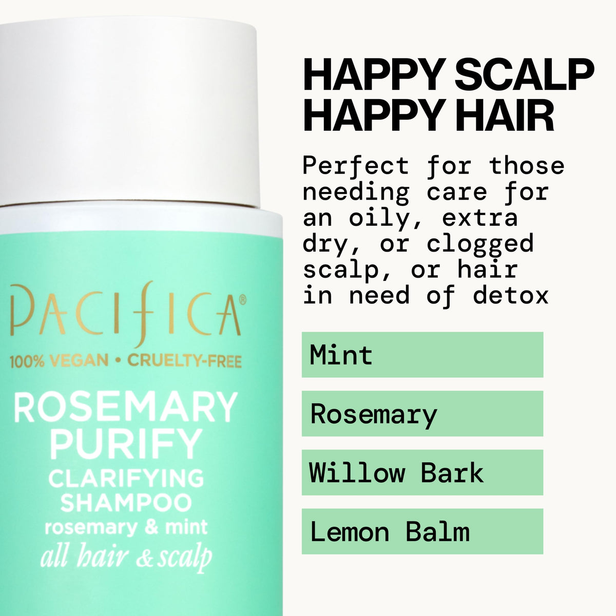 Pacifica clarifying shampoo bottle close up label details