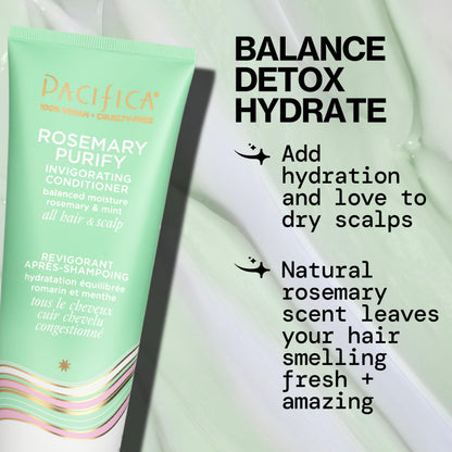 Top view of Pacifica Rosemary Purify hair care duo