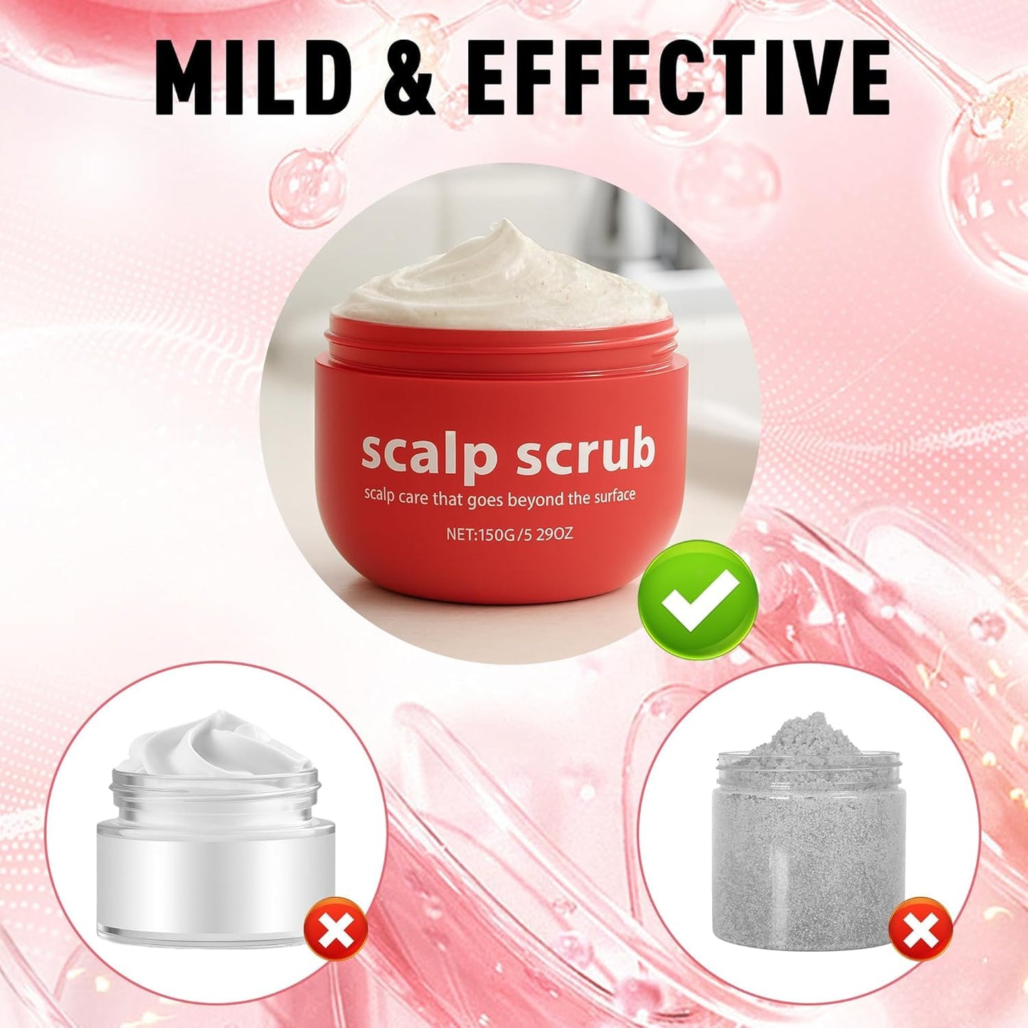 Scalp scrub applied on wet hair during shower routine