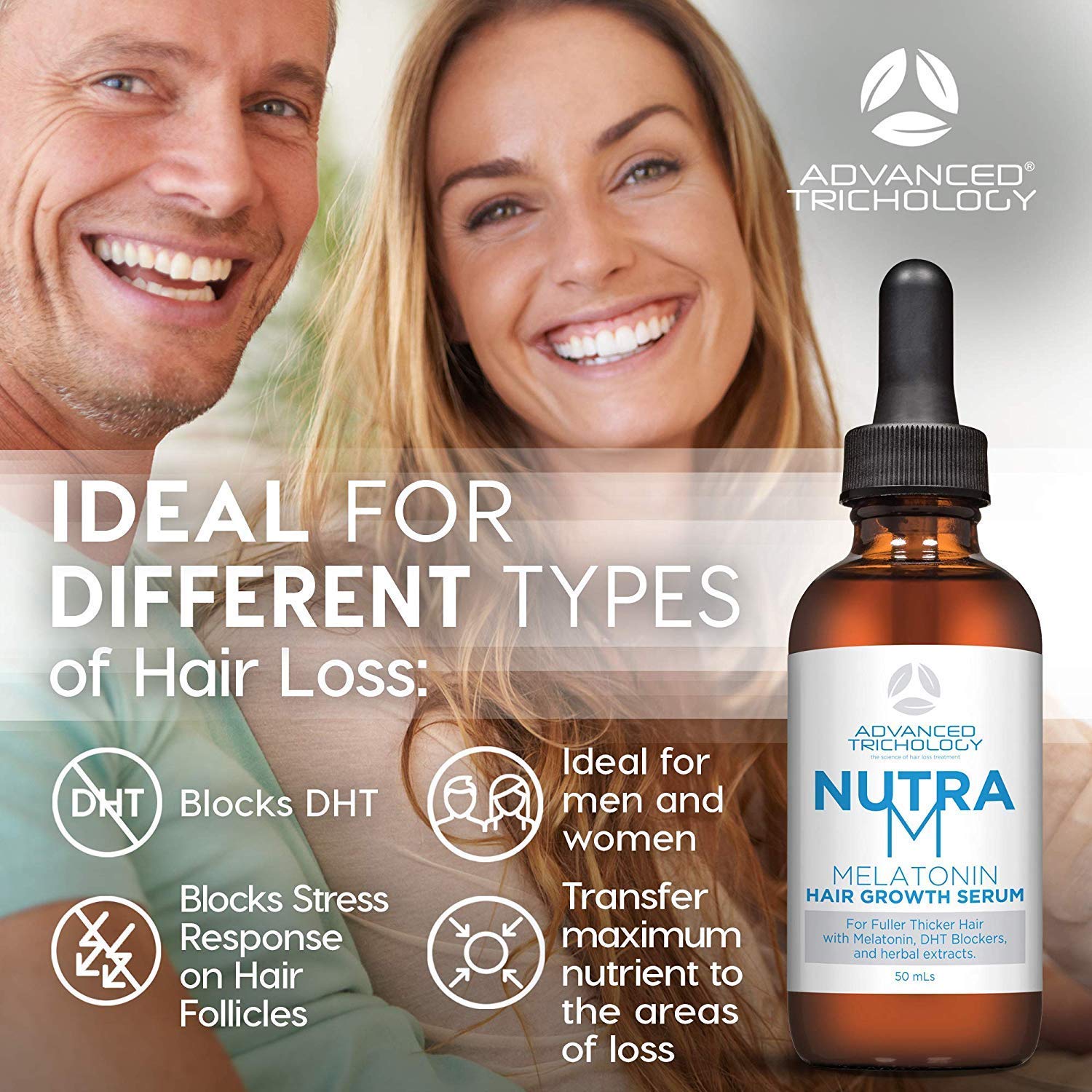 Back of NutraM hair serum bottle showing ingredients