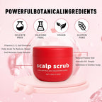 Side profile view of Bekynd scalp scrub red jar packaging