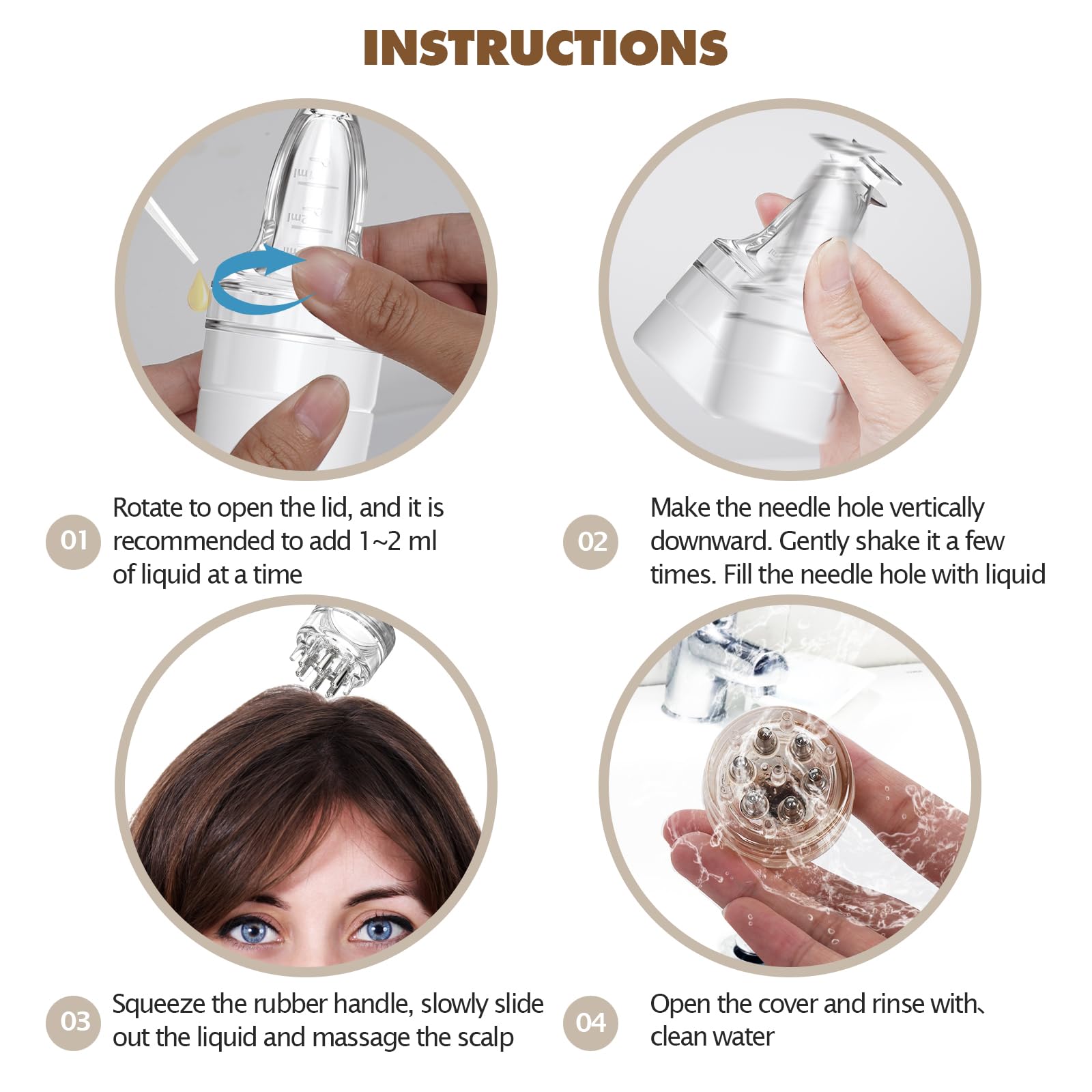 Hasslickit scalp applicator bottle for follicle care