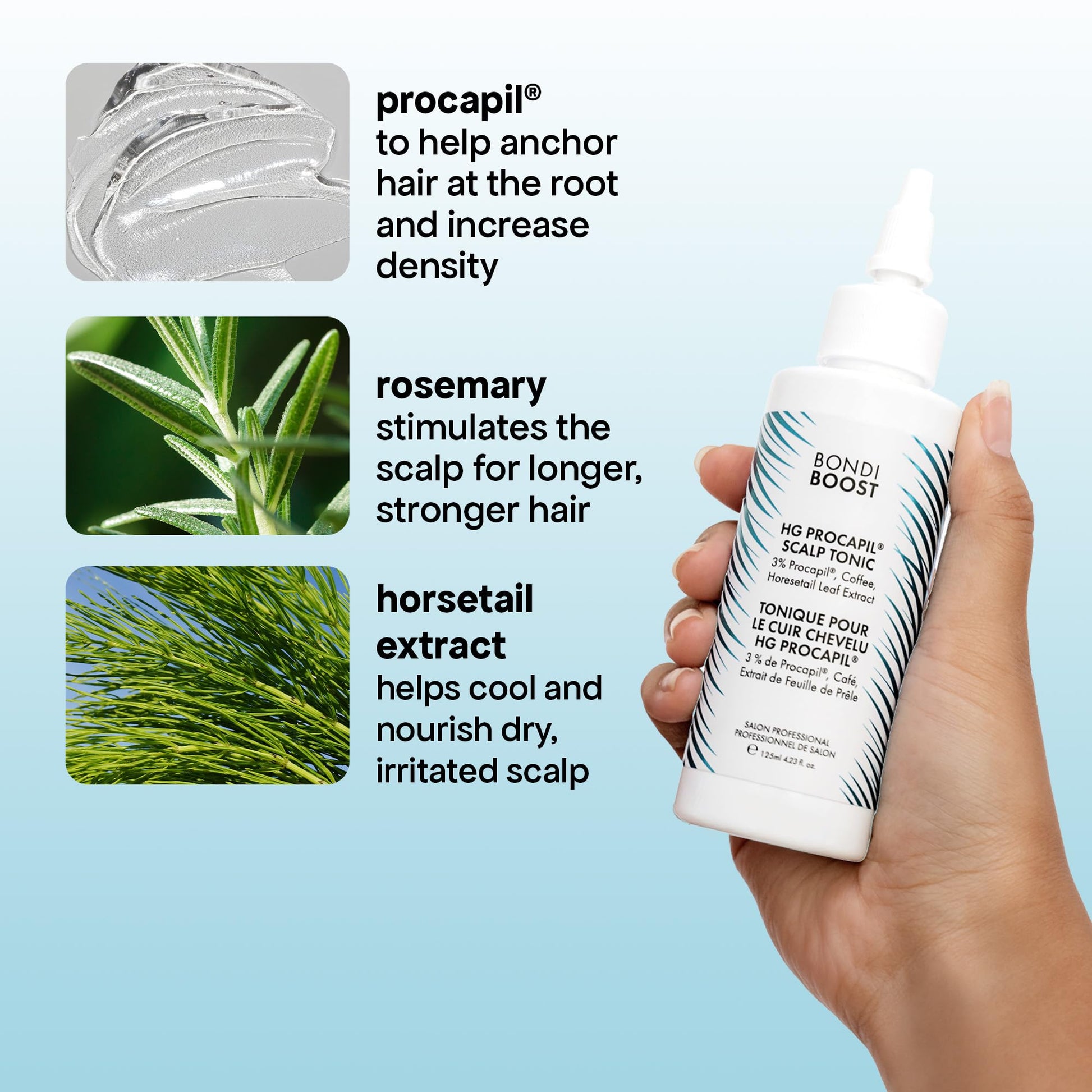 BondiBoost Procapil Scalp Treatment ingredients list on bottle