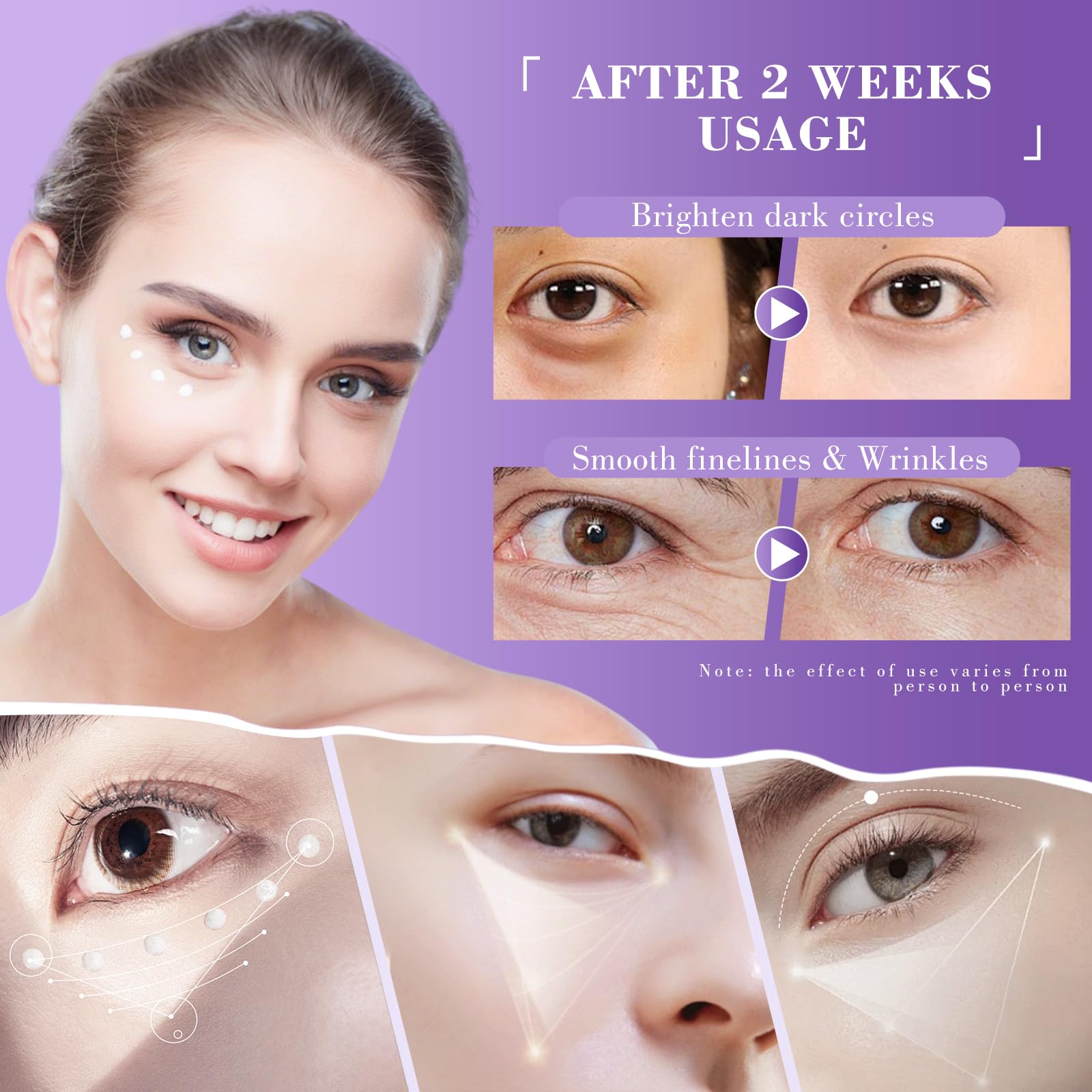 Coui Skincare anti aging eye cream tube displaying active ingredients list on back panel.
