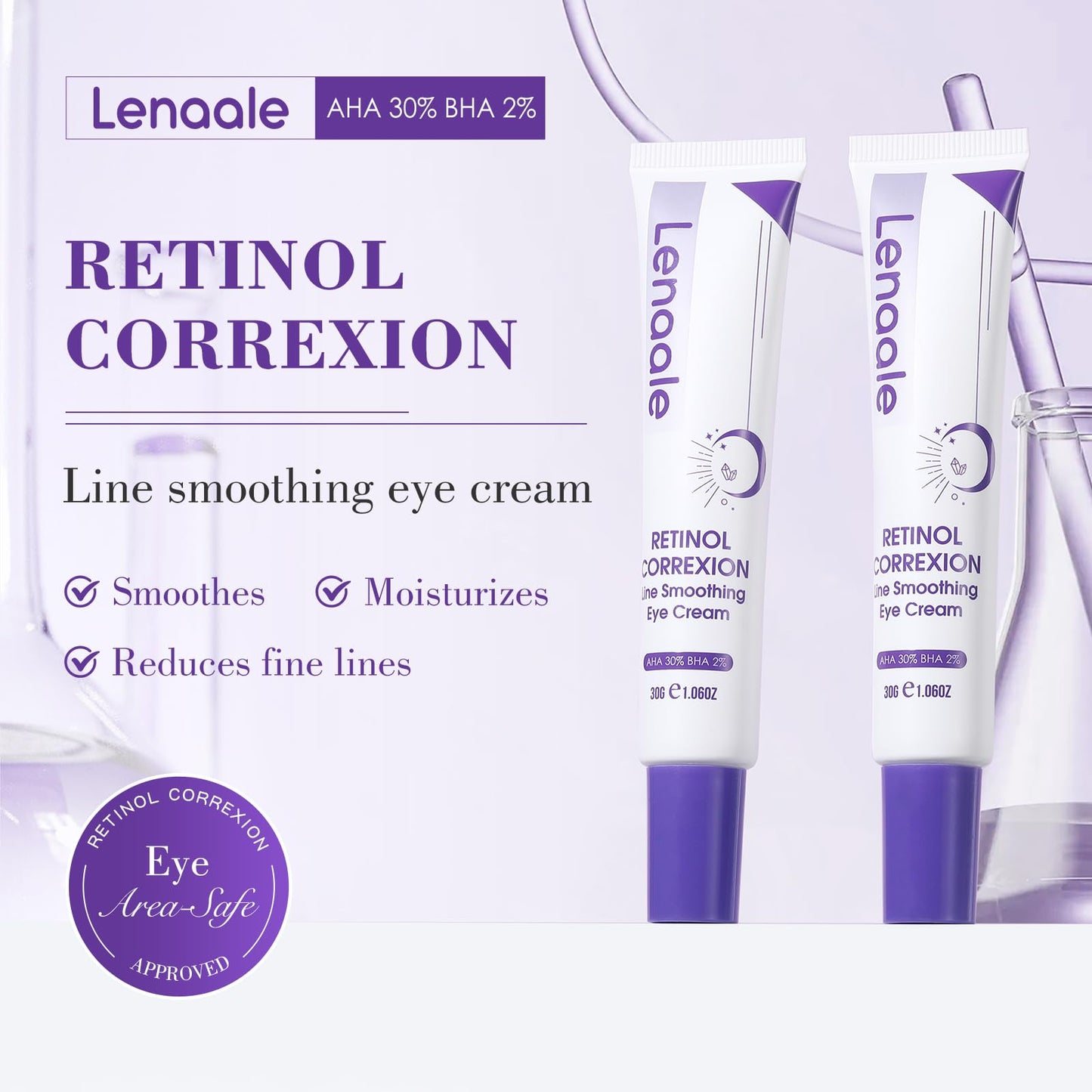 Lenaale Retinol under eye cream texture dollop demonstrating smooth consistency.