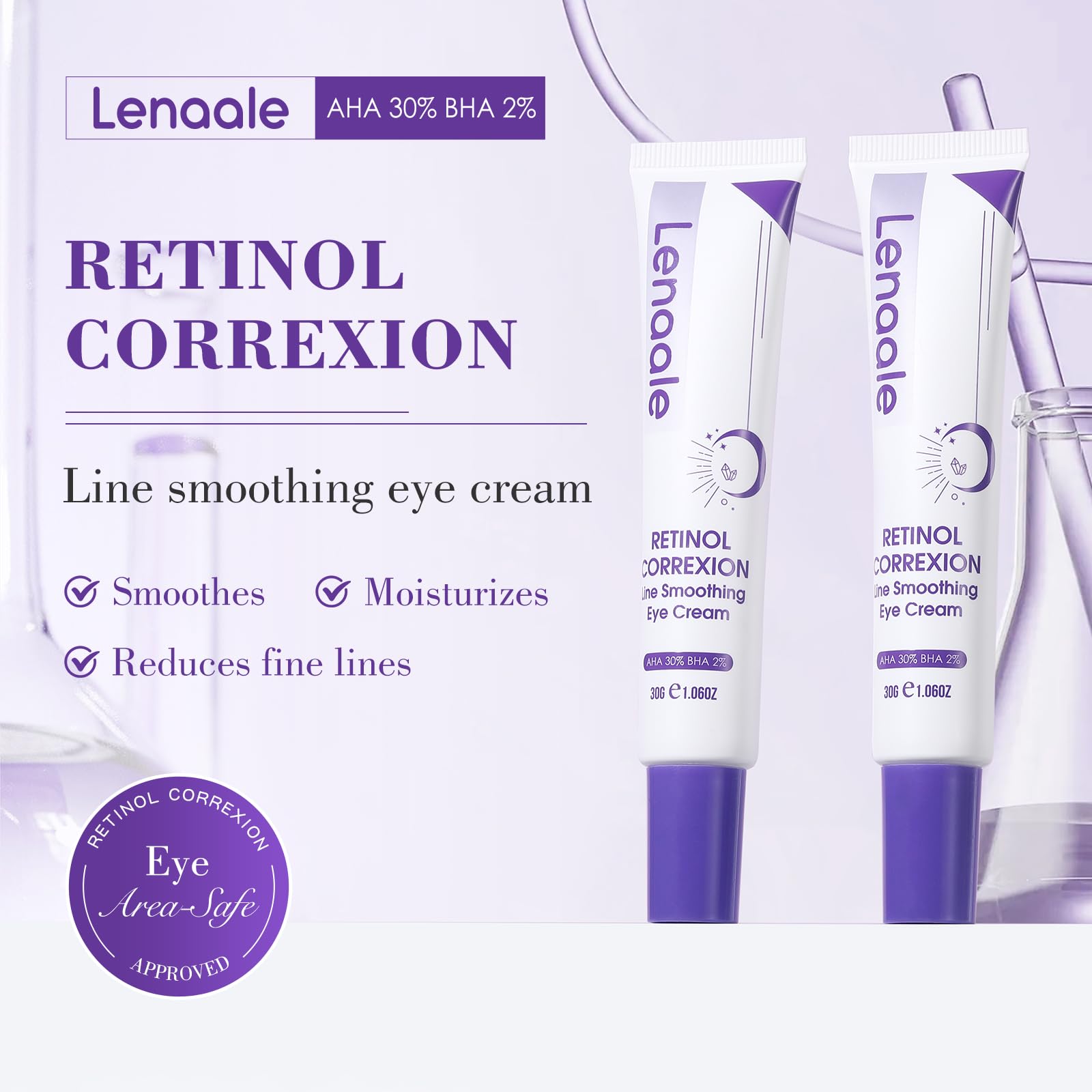 Lenaale Retinol under eye cream texture dollop demonstrating smooth consistency.