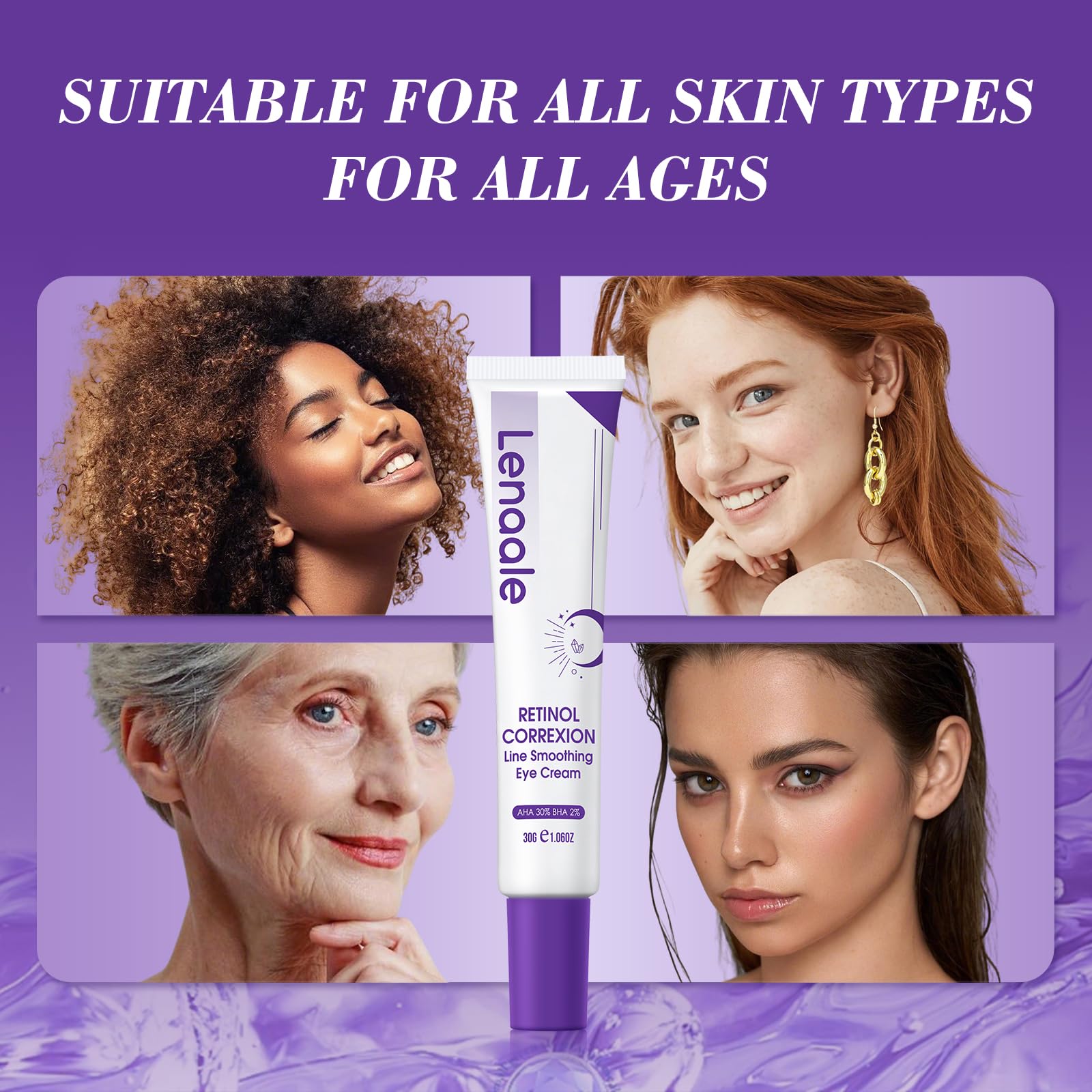 Lenaale eye cream for dark circles showing the precise applicator nozzle tip.