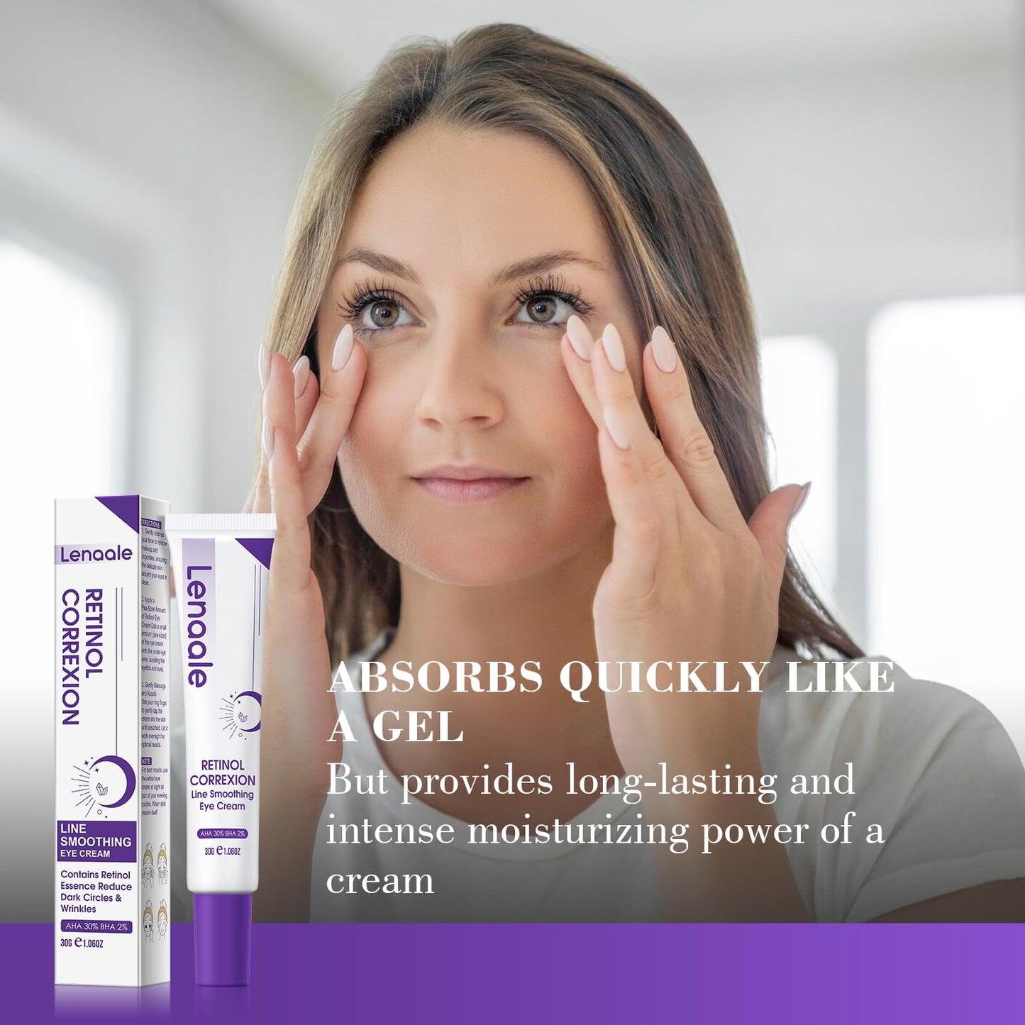 Coui Skincare wrinkle smoothing eye cream highlighting hyaluronic acid and peptide benefits.