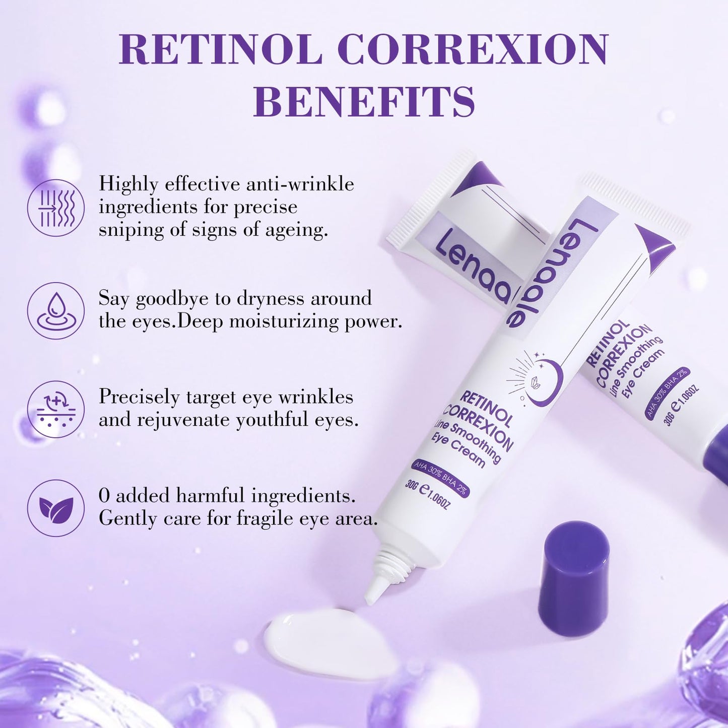Lenaale Retinol eye cream for puffiness unboxing view showing protective seal.