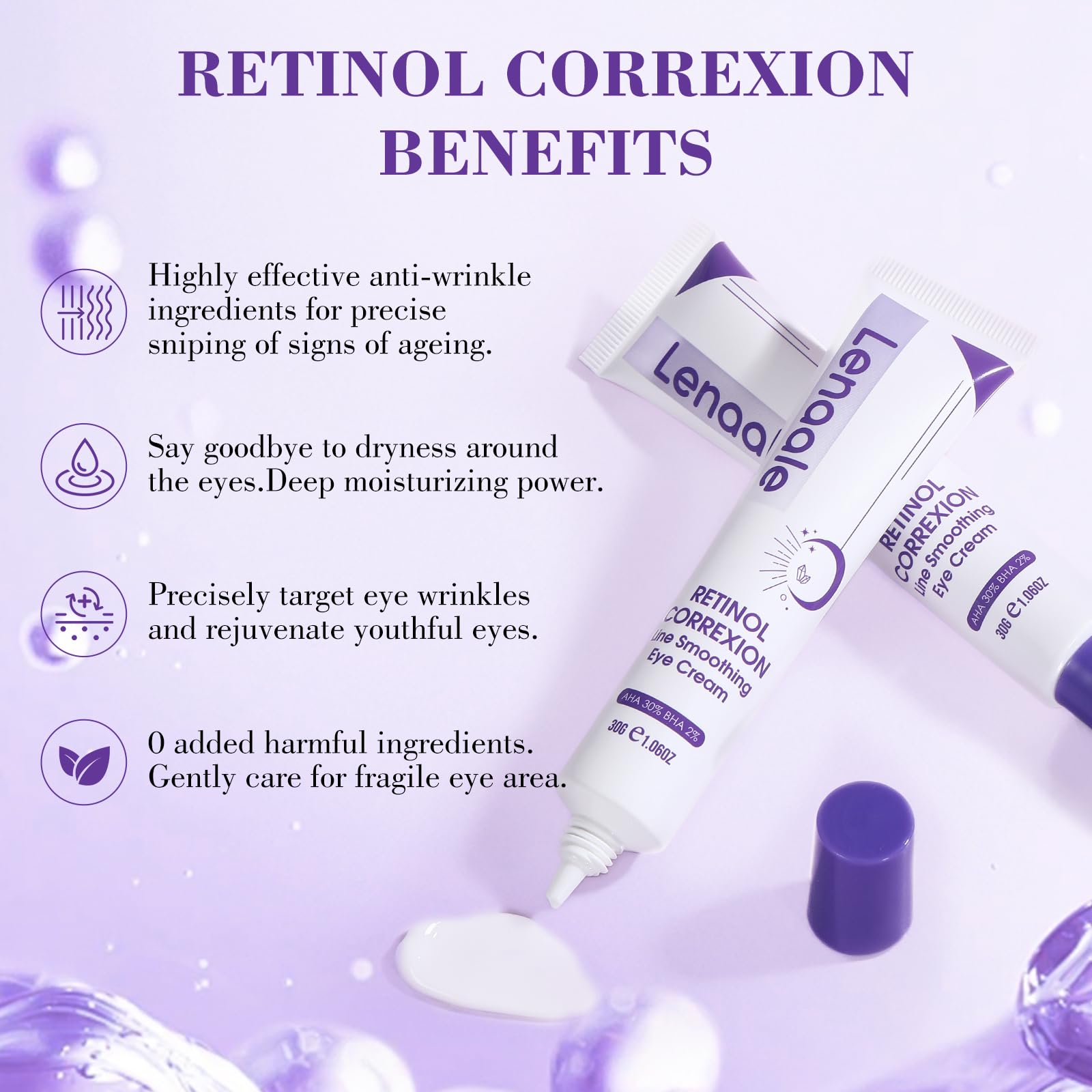 Lenaale Retinol eye cream for puffiness unboxing view showing protective seal.