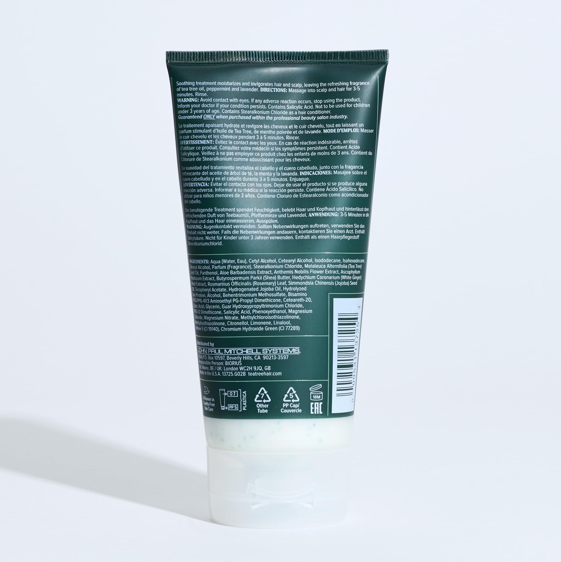 Paul Mitchell tea tree hair mask side profile showing 150 milliliter size