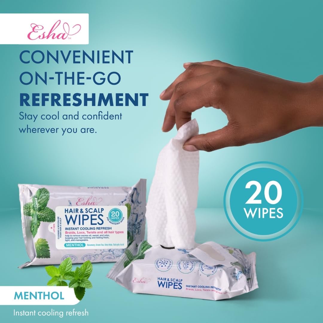 Ingredients list on back of Esha Hair and Scalp Wipes