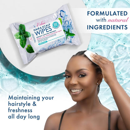 Esha Hair and Scalp Wipes 20 count portable pack