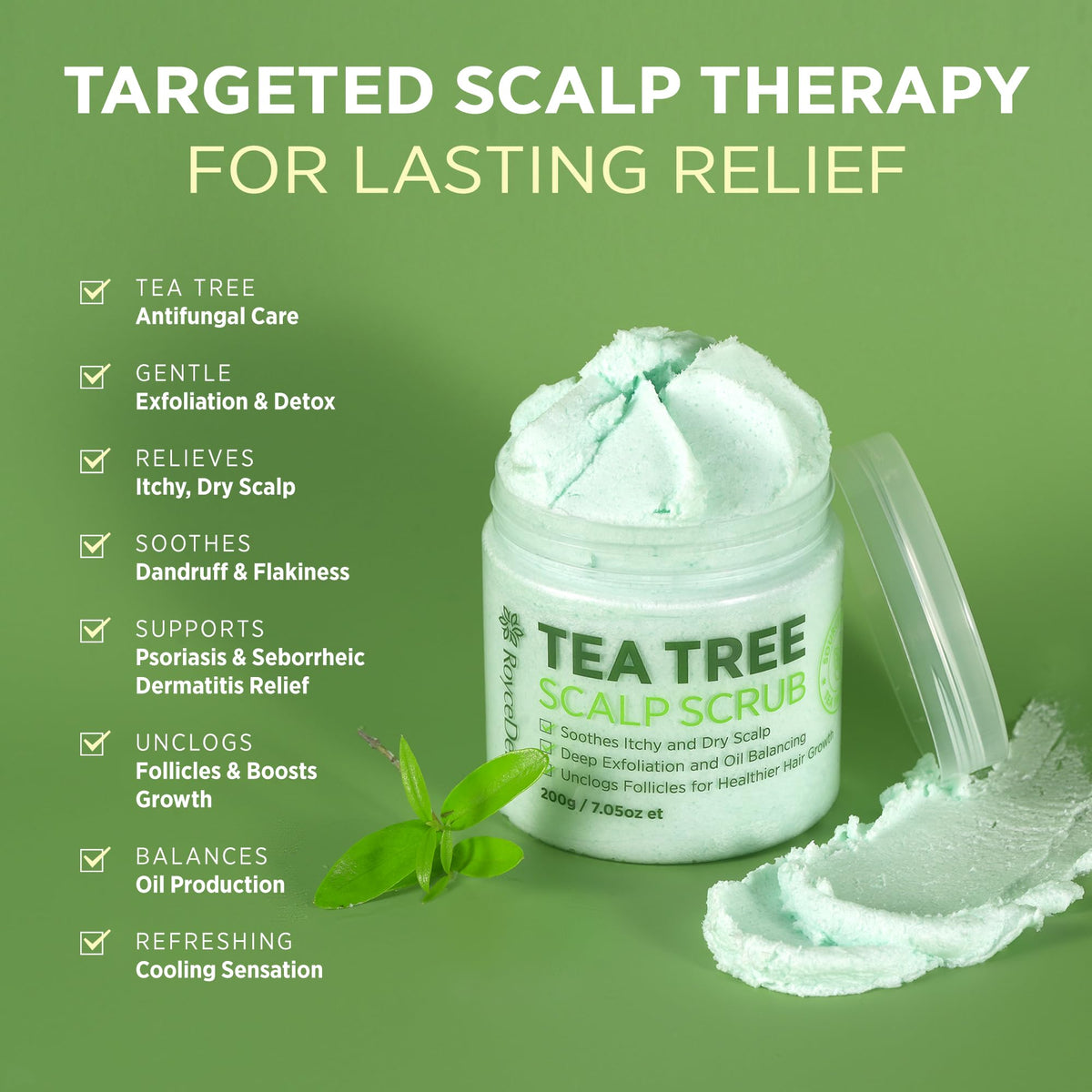 Roycederm scalp scrub jar label details and branding