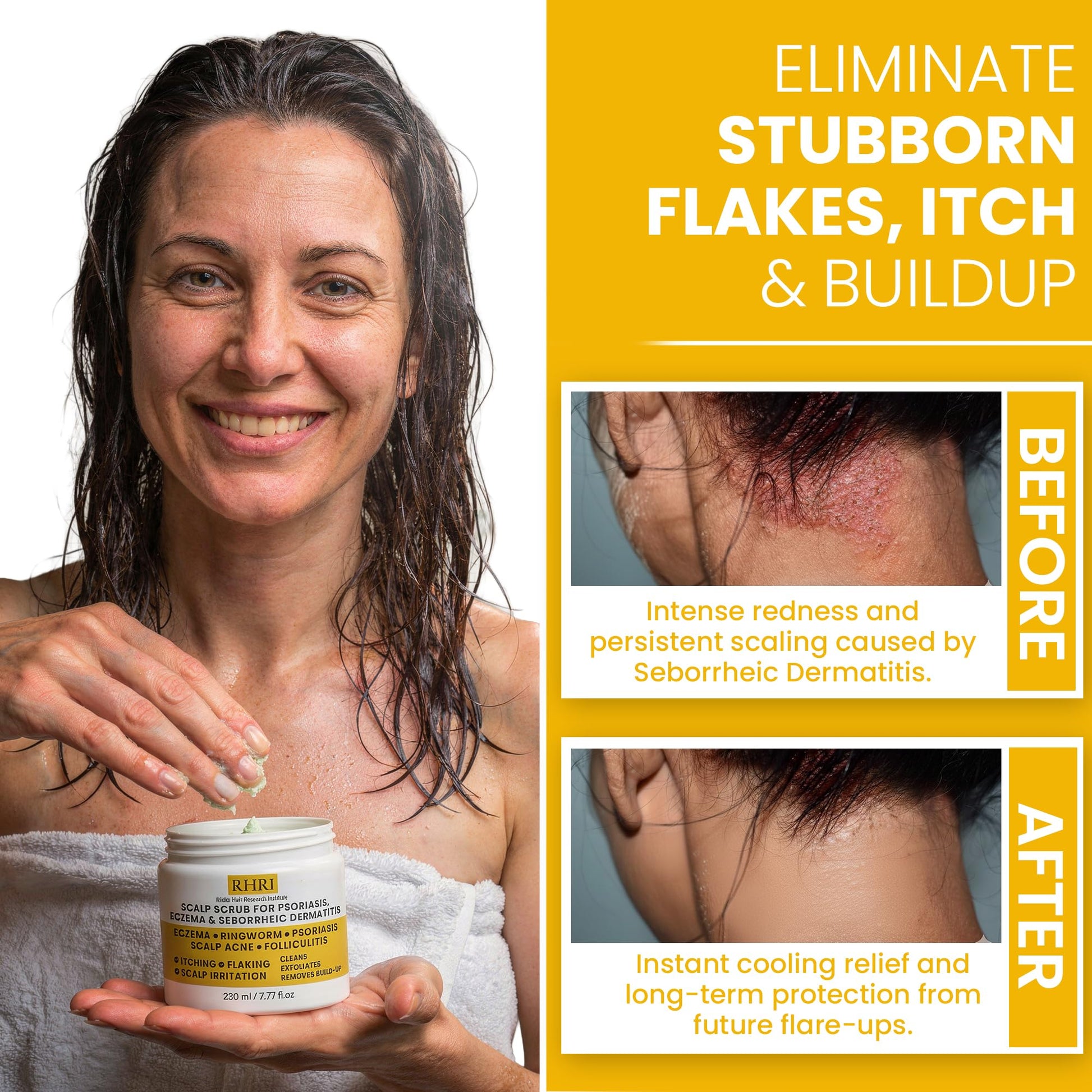 Back label of Rida Hair Research Institute Scalp Scrub showing ingredients