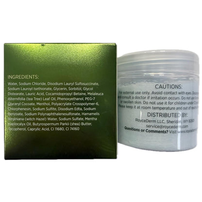 Lifestyle shot of Roycederm scalp scrub jar