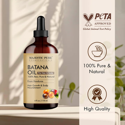 Applying Majestic Pure Batana Oil to scalp for hair growth