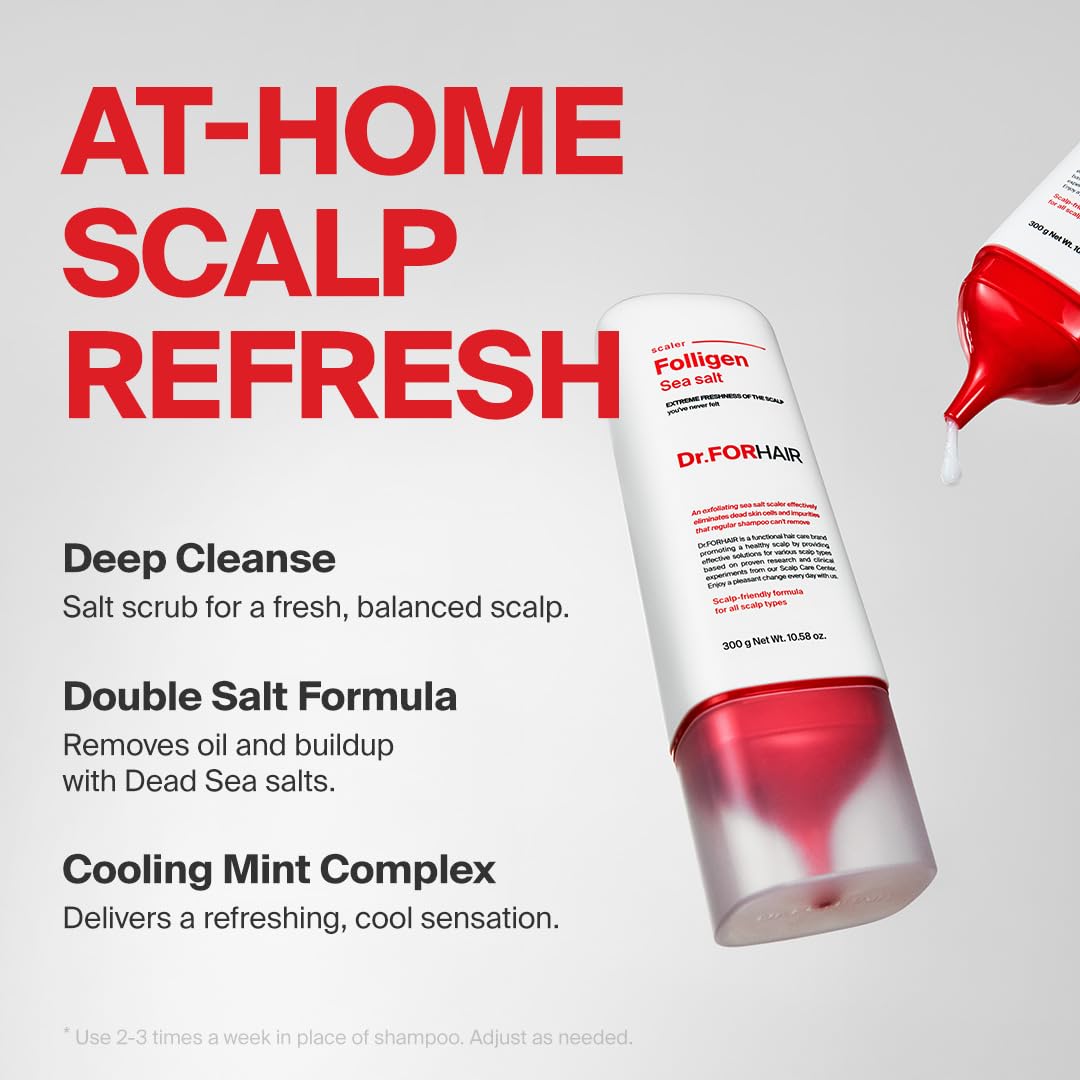 Texture shot of Dr.FORHAIR Folligen Scalp Scrub showing Dead Sea salt microparticles