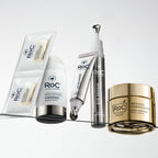 RoC Derm Correxion Retinol Eye Repair Cream complete product set layout