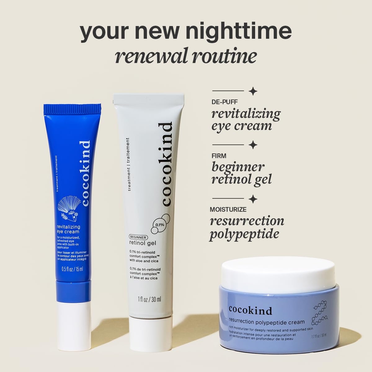 Back of the Cocokind Revitalizing Eye Cream packaging highlighting clean ingredients.