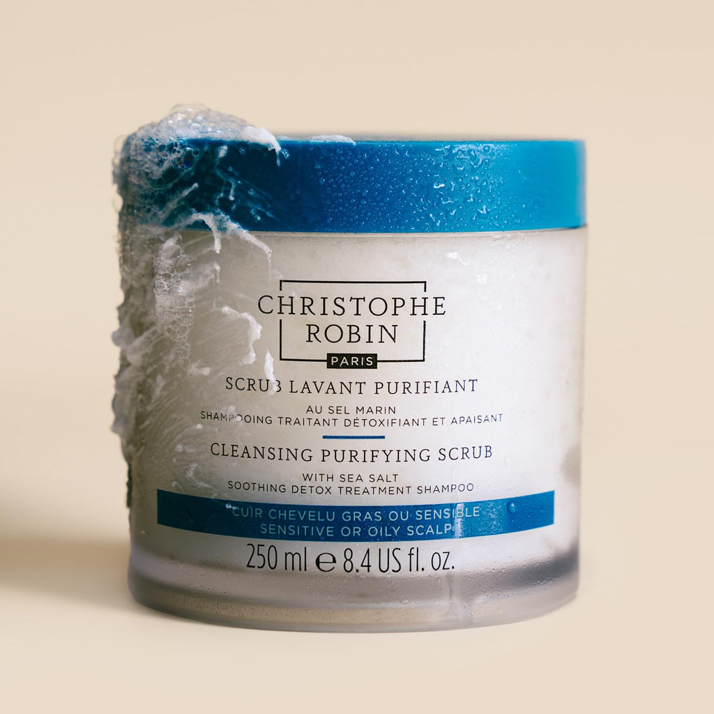 Christophe Robin Purifying Scalp Scrub texture showing sea salt crystals