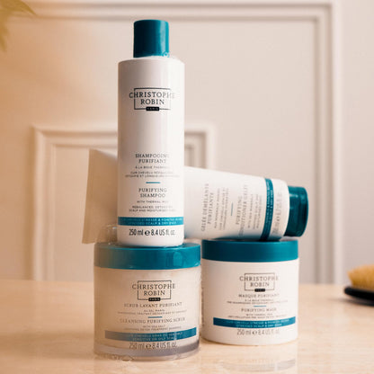 Open jar of Christophe Robin Purifying Scalp Scrub showing product consistency