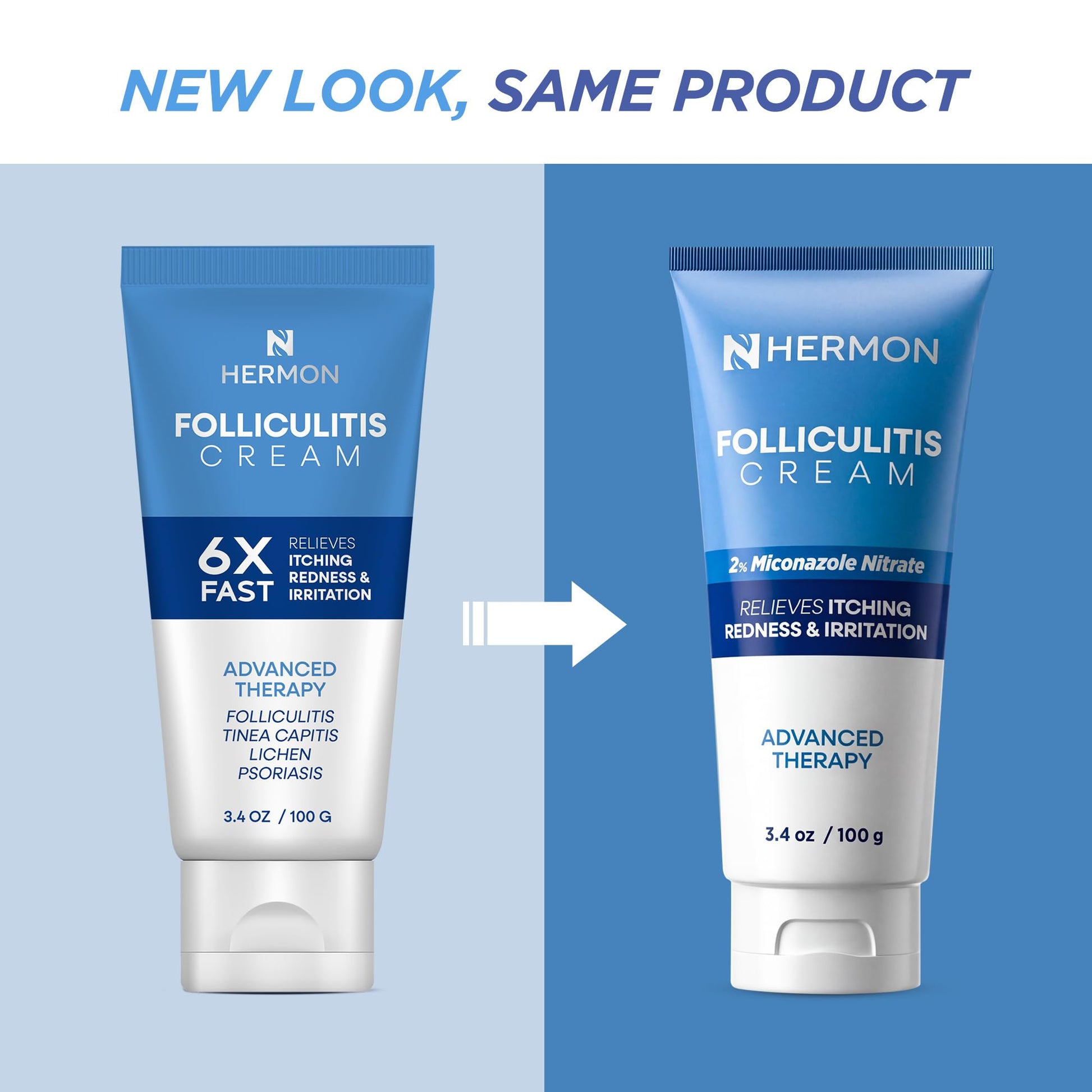Hermon Folliculitis Cream tube showing active ingredients