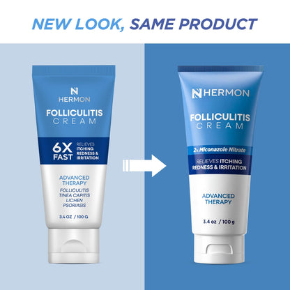 Hermon Folliculitis Cream tube showing active ingredients