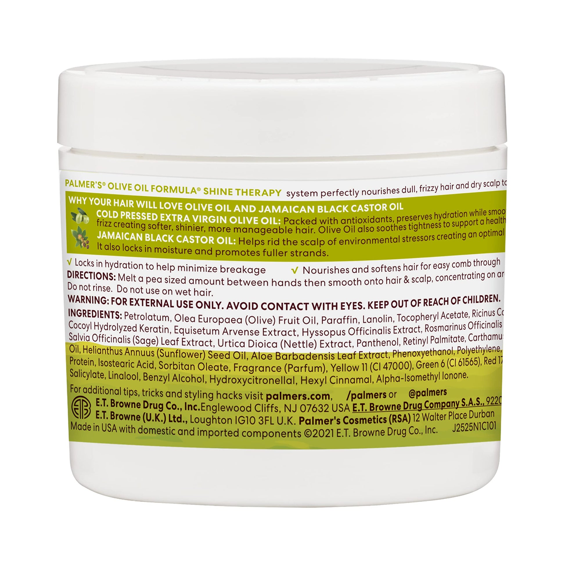 Palmers Olive Oil hair balm product label detail