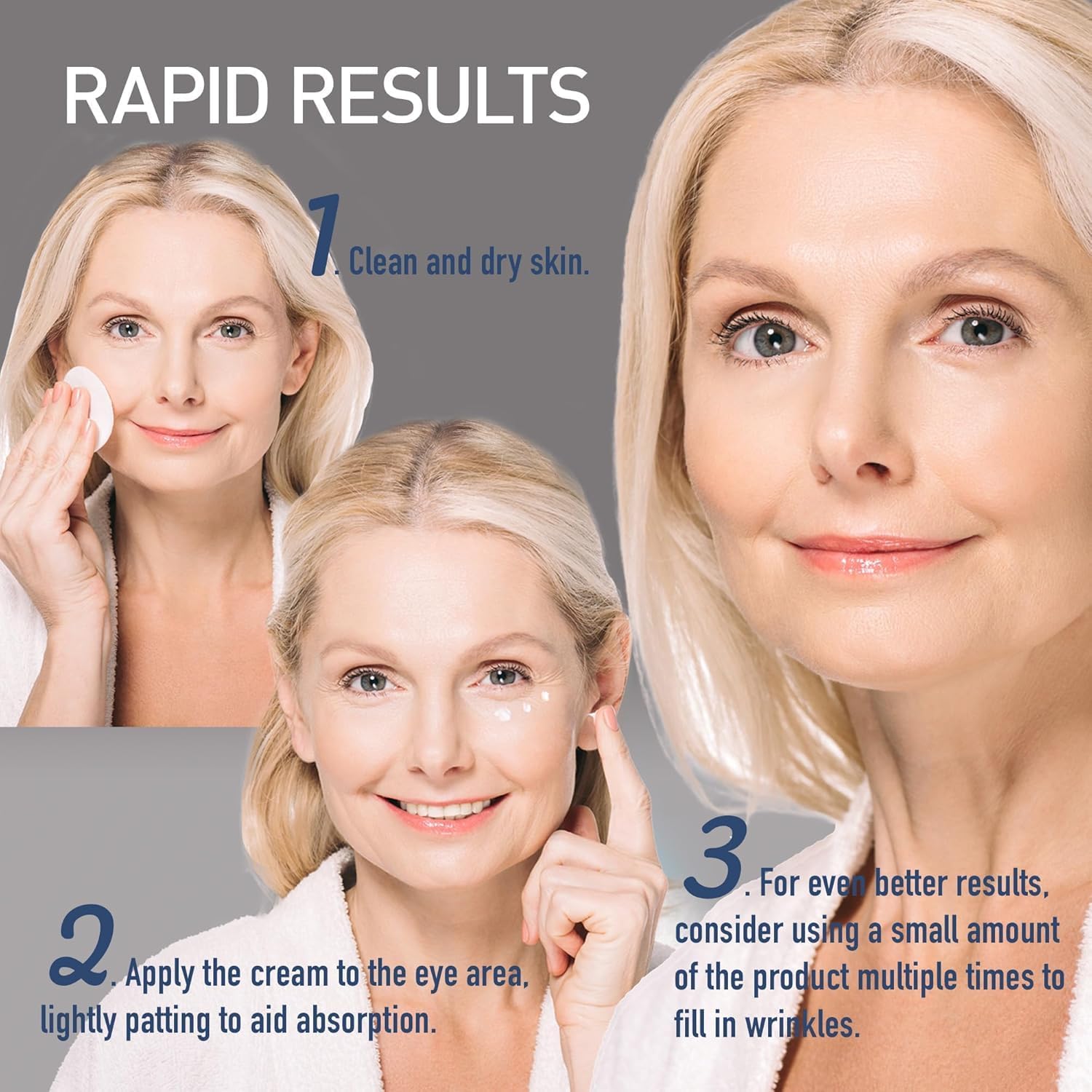 Enaskin Naturals peptide and collagen rich eye cream application demonstration