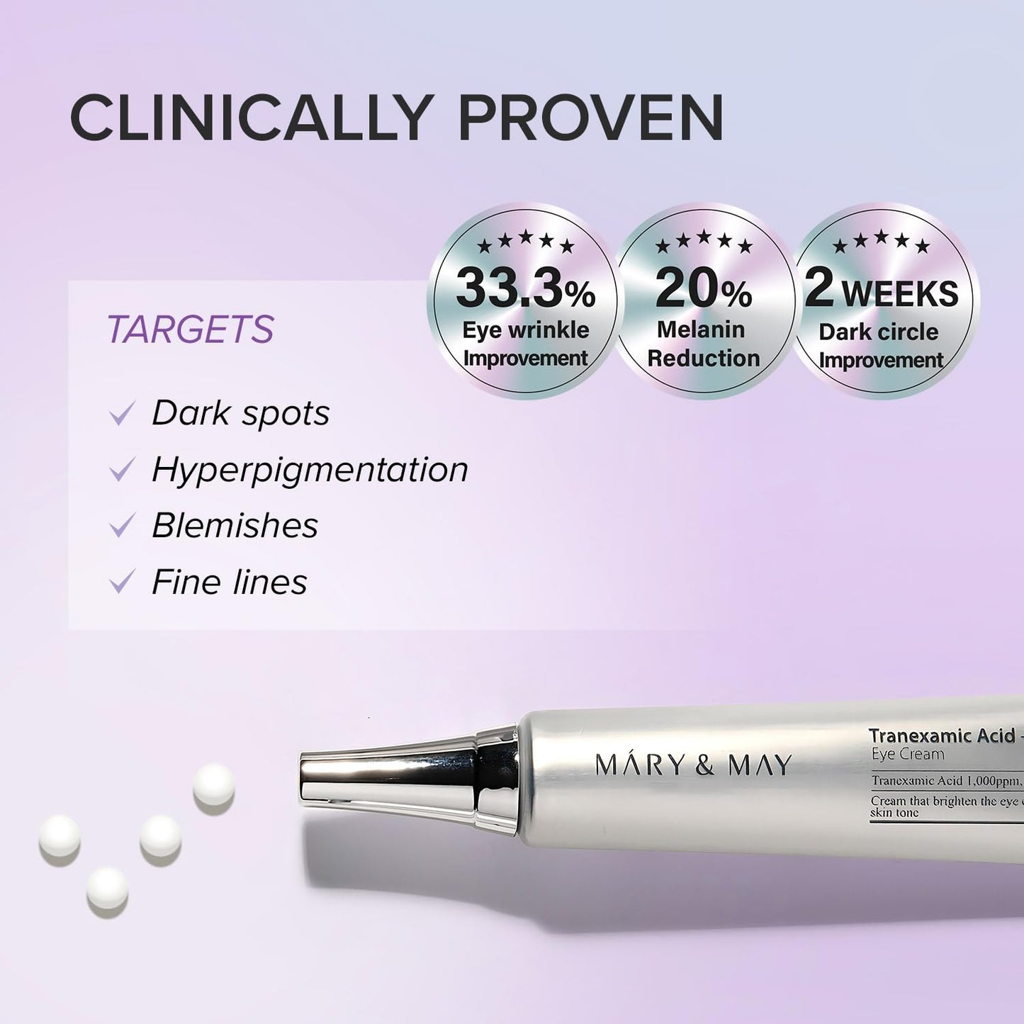 Texture shot of white lightweight Mary and May under eye cream