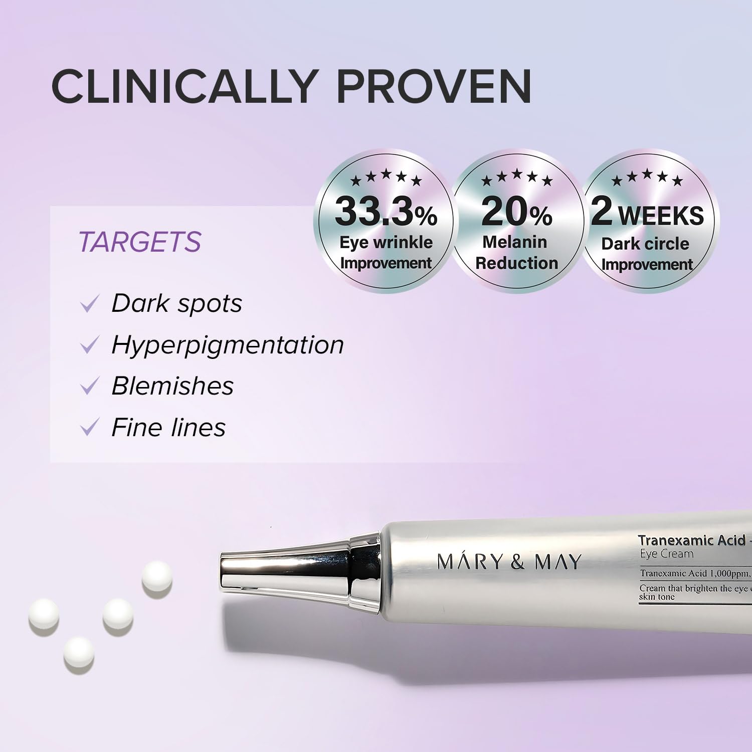 Texture shot of white lightweight Mary and May under eye cream