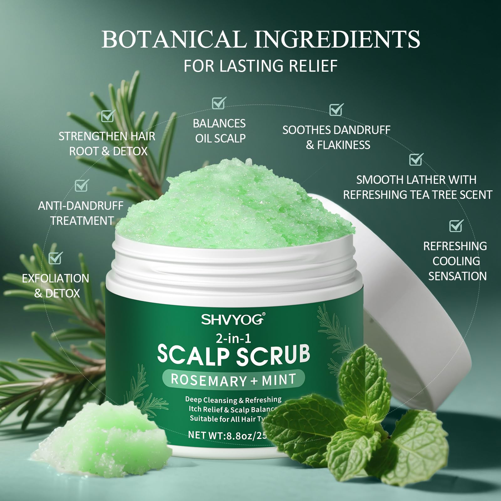 Texture of Shvyog rosemary and sea salt scalp scrub