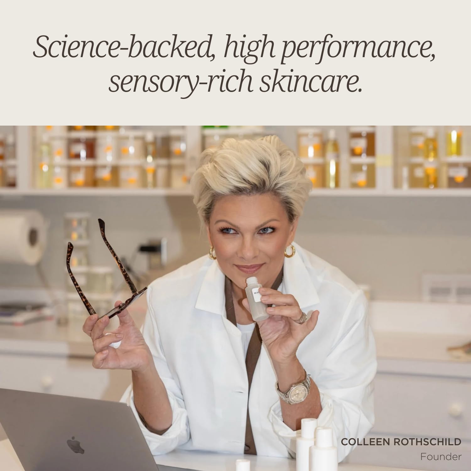 Skincare application of peach undertone eye cream