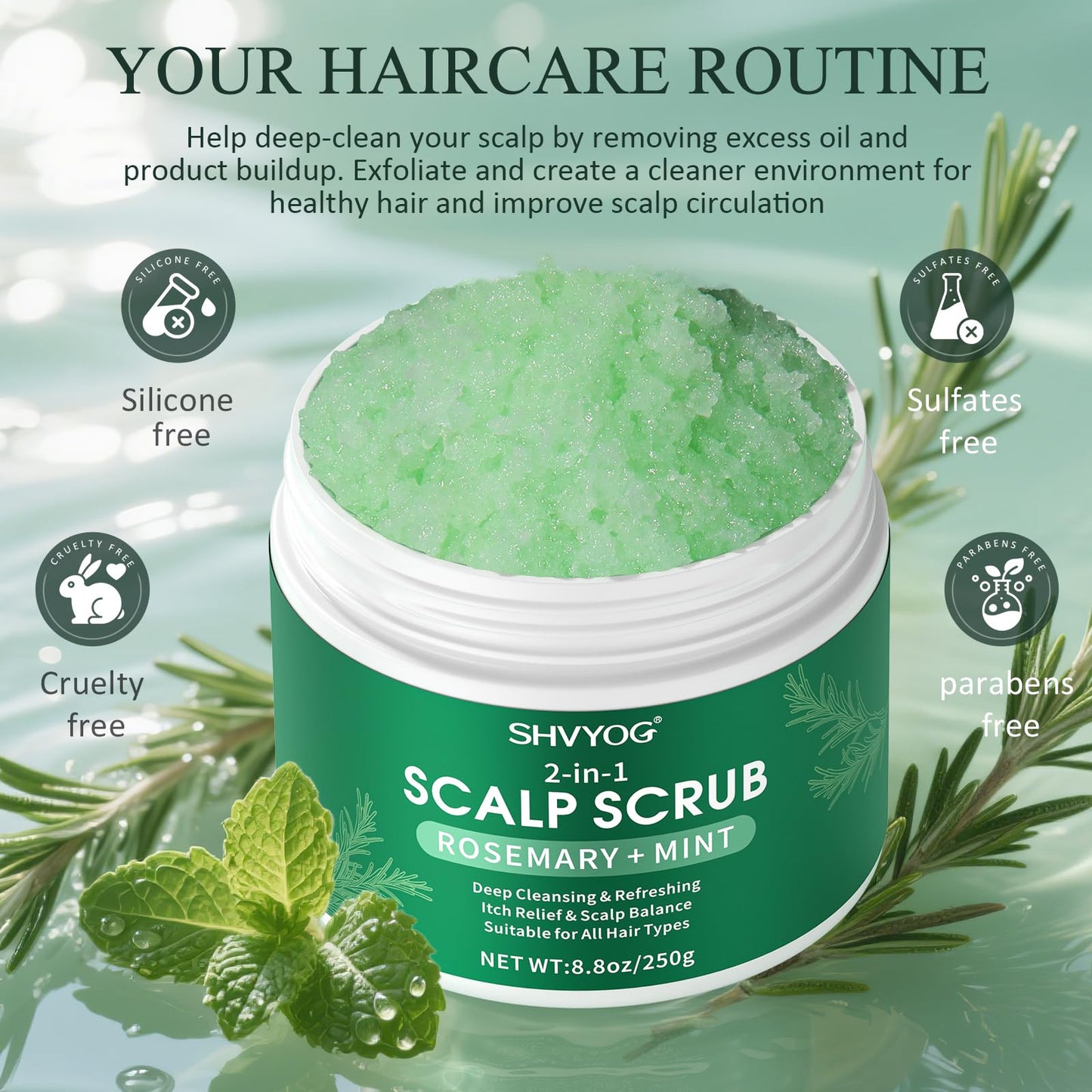 Applying Shvyog detox scrub to scalp for hair growth