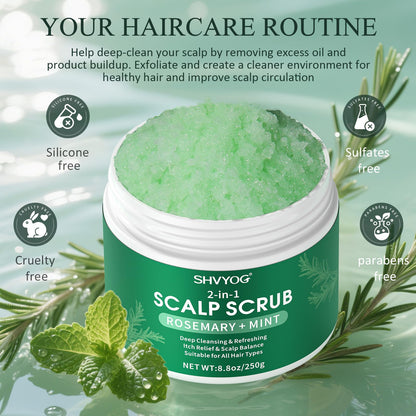 Applying Shvyog detox scrub to scalp for hair growth