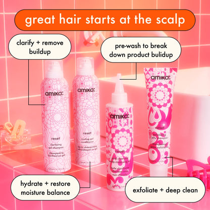 Professional hair care scalp detox routine with Amika Reset