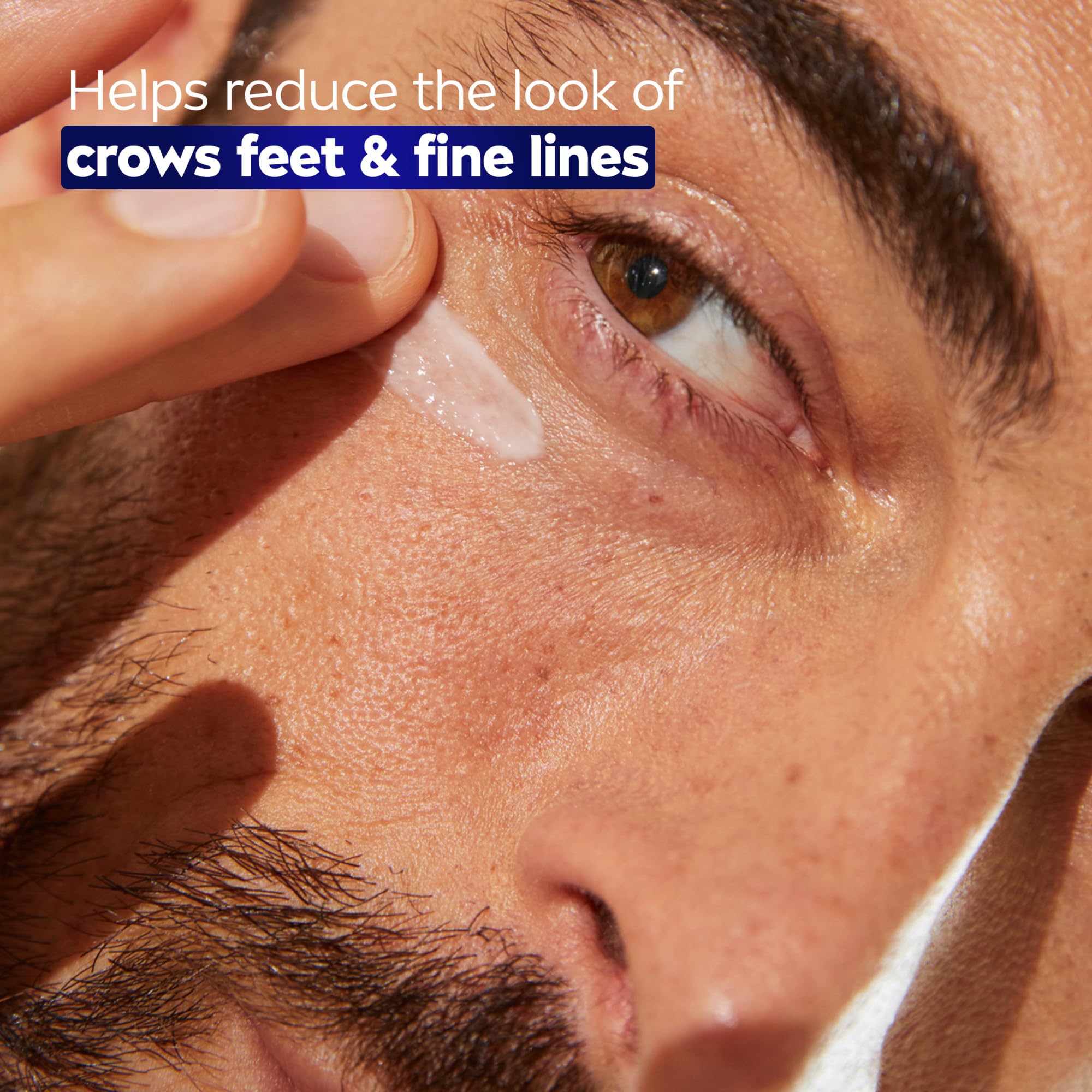 Men's eye cream with hyaluronic acid for reducing crow's feet and fine lines.
