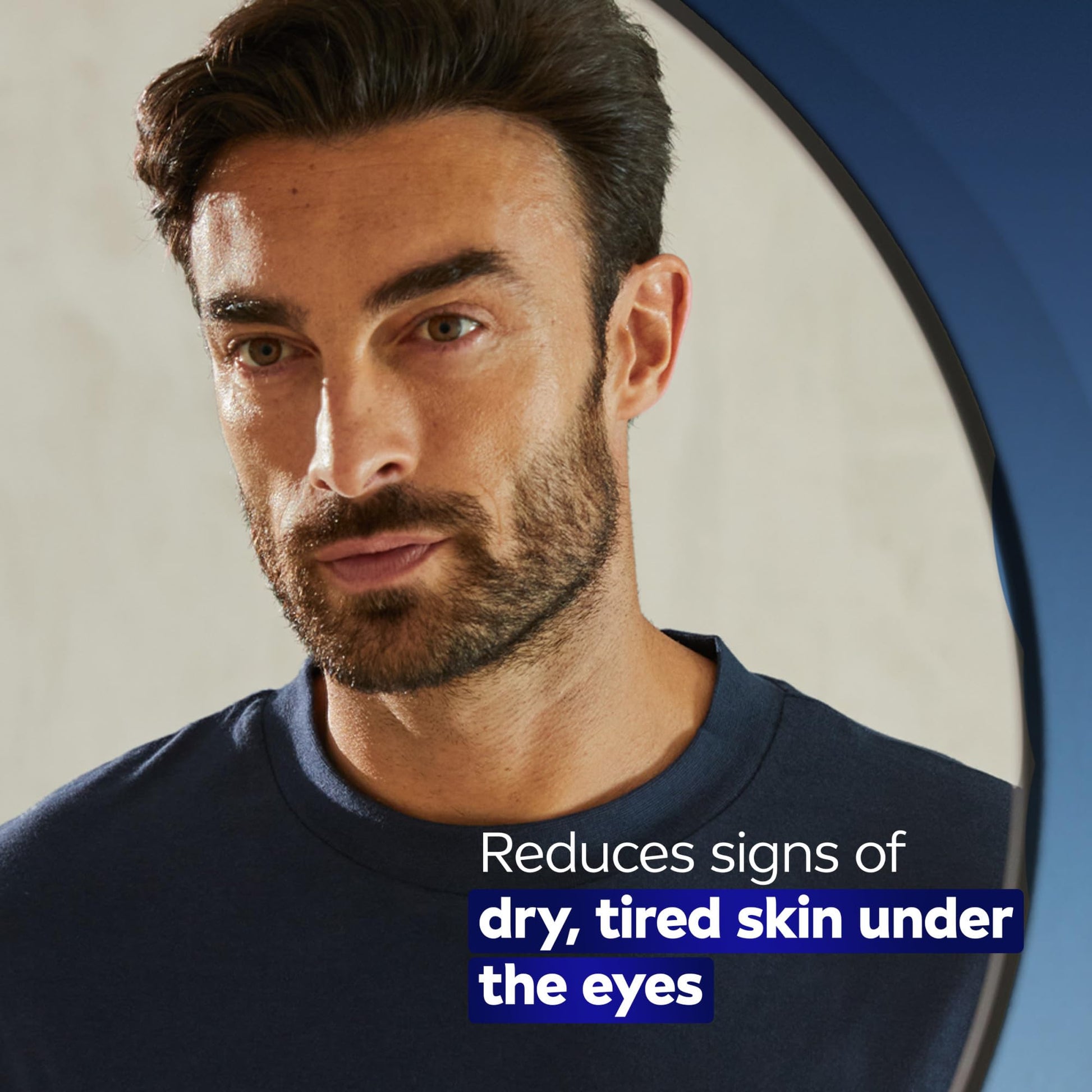 Back of the NIVEA MEN eye cream tube showing directions and product features.