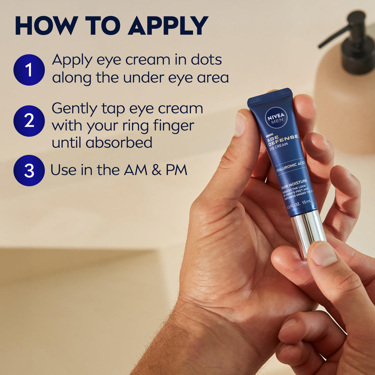 Nivea Men eye cream displayed for men skincare routine