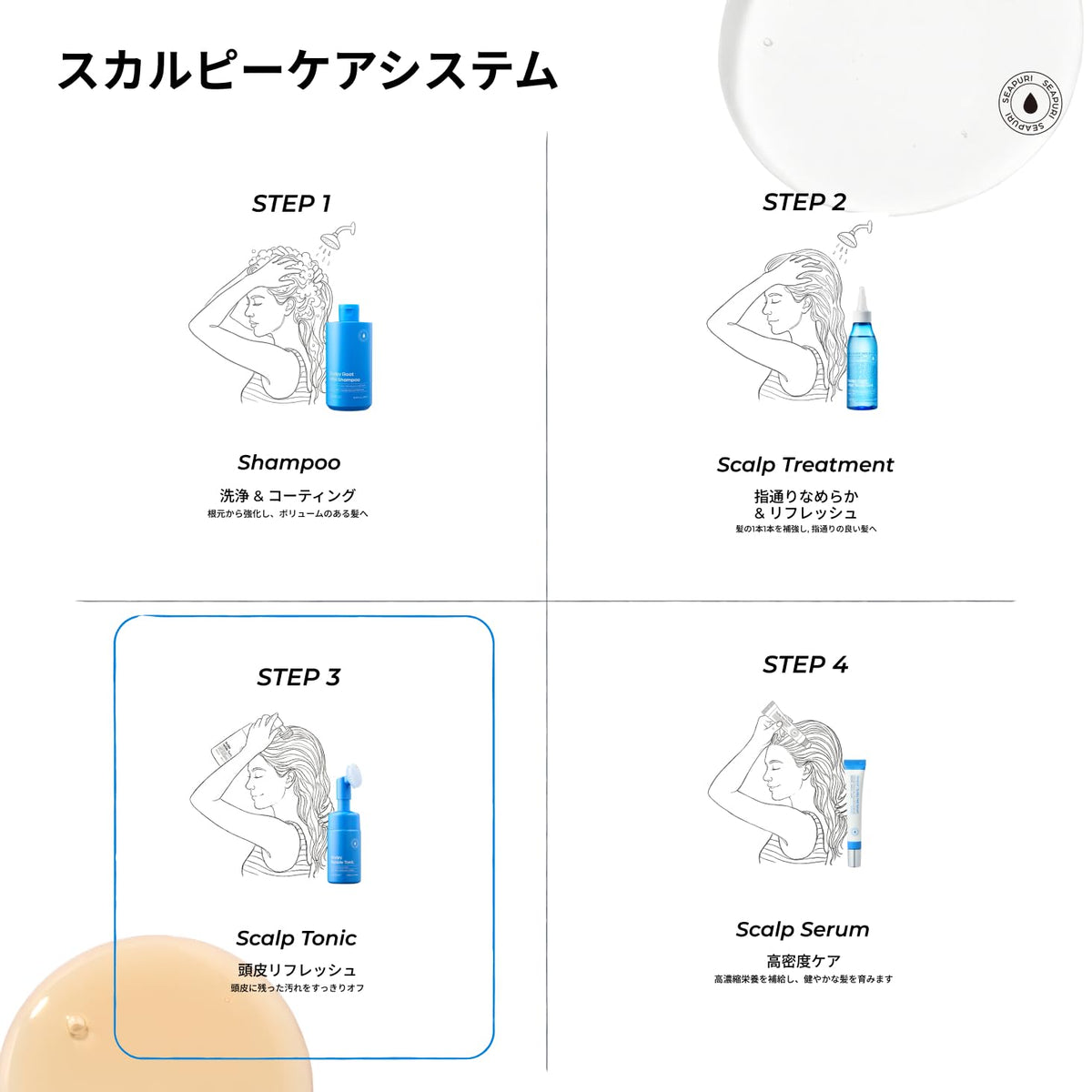 Seapuri Scalpy Bubble Tonic 100 milliliters bottle lifestyle display