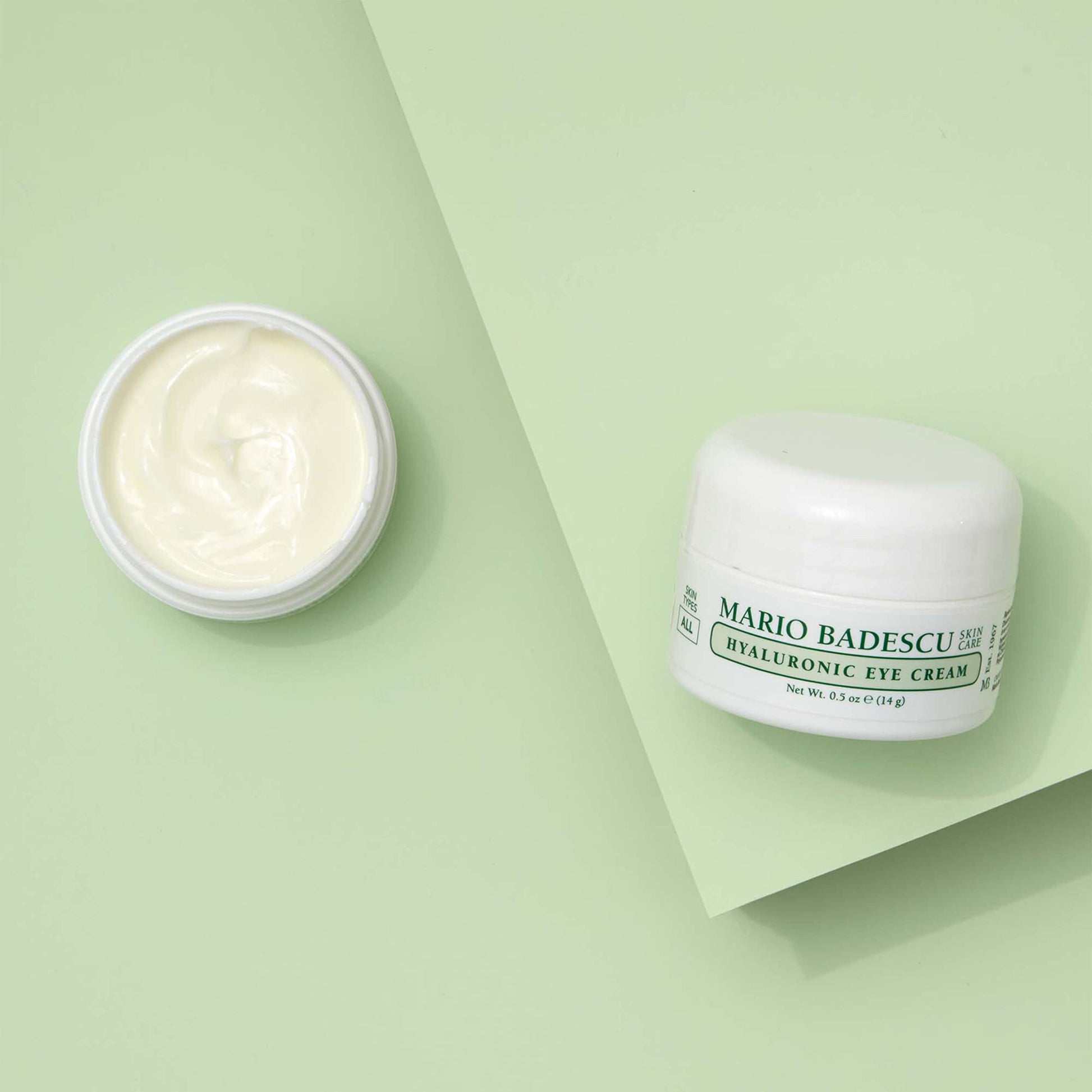 Mario Badescu eye cream jar top view and label