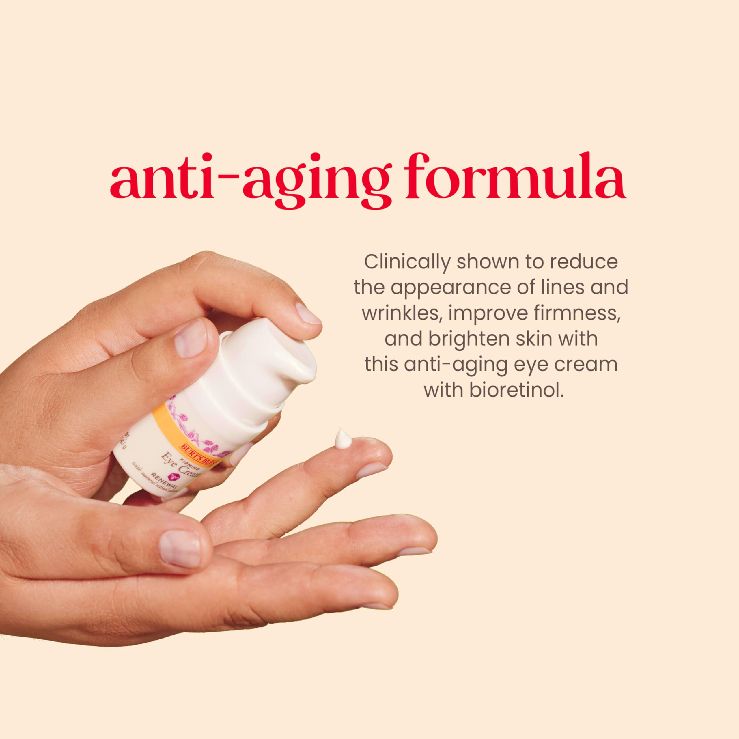 Burt's Bees natural retinol alternative eye cream packaging showing bakuchiol ingredient callouts