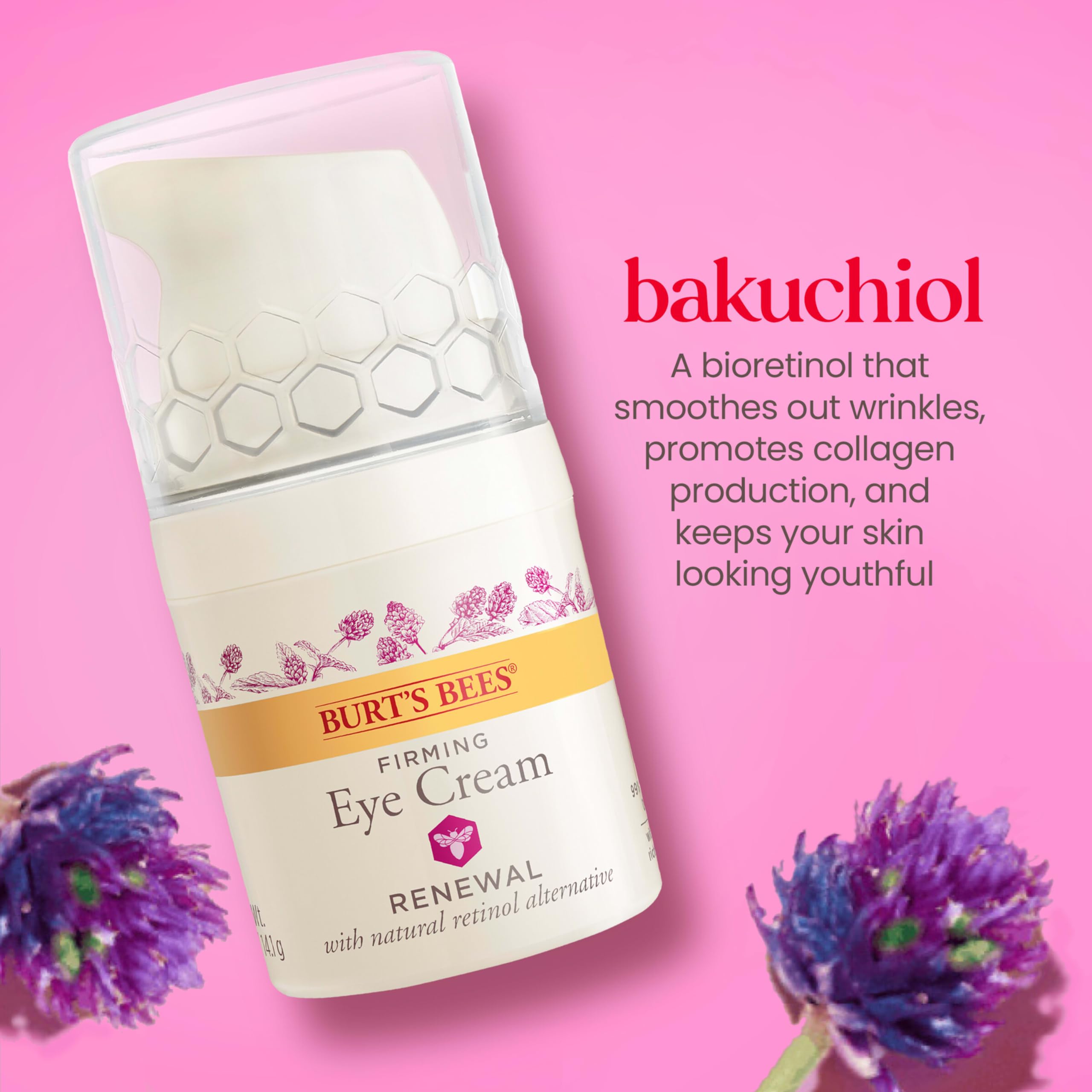 Under eye moisturizer by Burt's Bees displaying the zero point five ounce product bottle