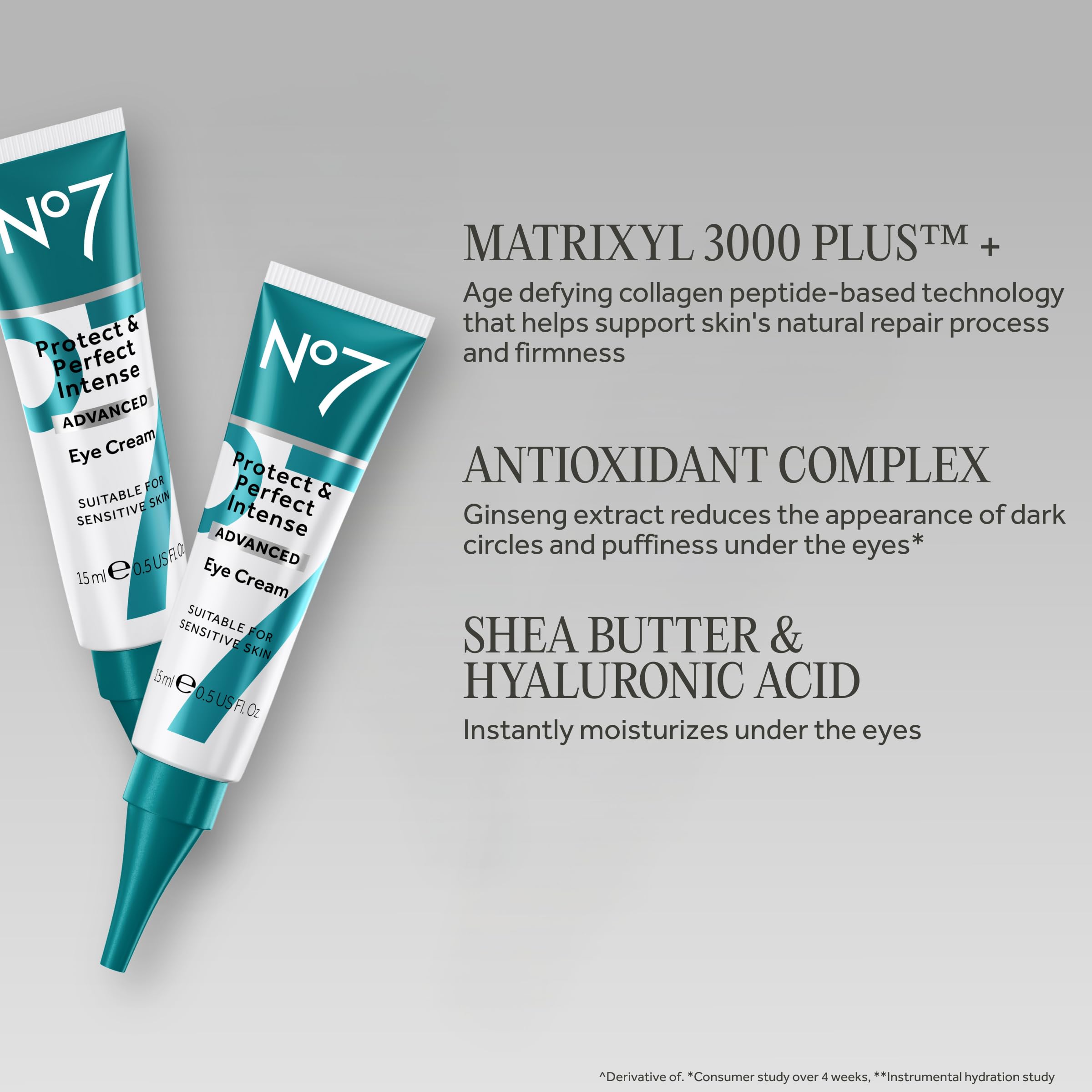 No7 Protect And Perfect Intense Advanced Eye Cream ingredients and back label