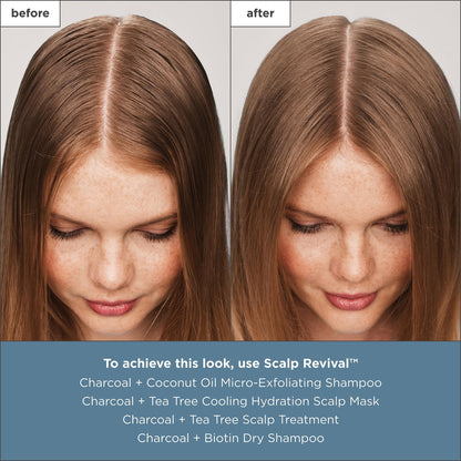 Model applying Briogeo scalp treatment to hair sections
